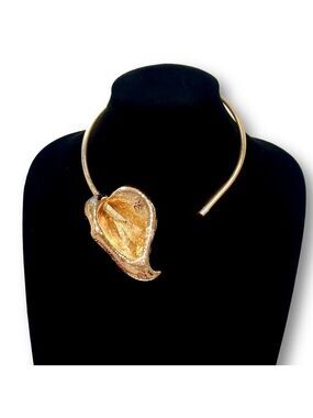 GOLDEN BLOOMS | Gold Cala Lily Contemporary Statement Collar Necklace | NEW